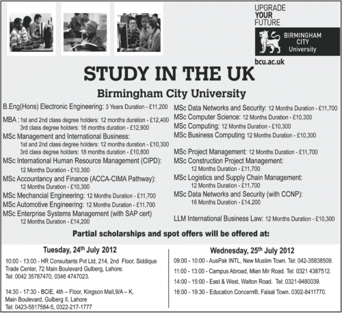 Study in Birmingham City University UK