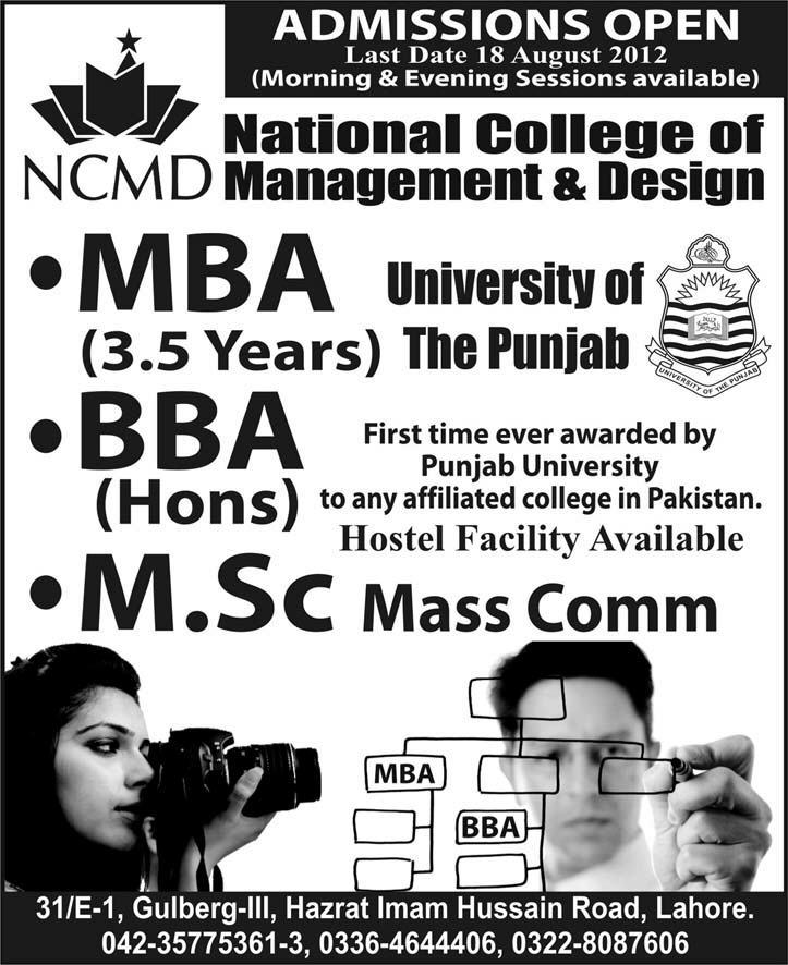 Admissions Open in National College of Management and Design.