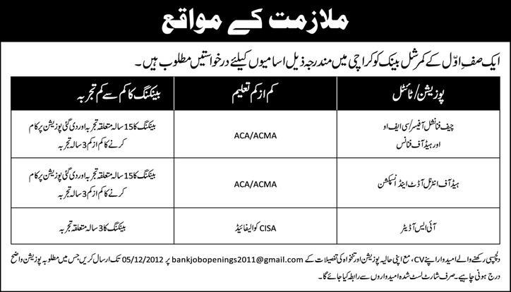 Bank Jobs in Karachi Pakistan
