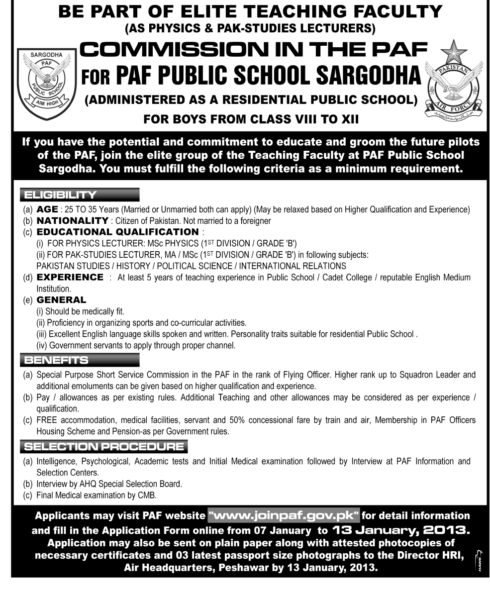 Commission in Paf as a teacher