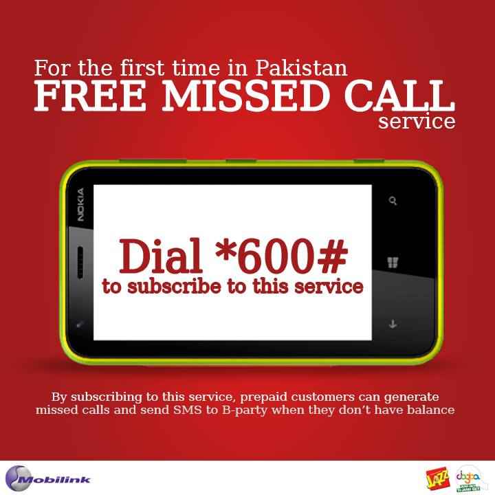 Mobilink Introduce Free Missed Call and SMS service