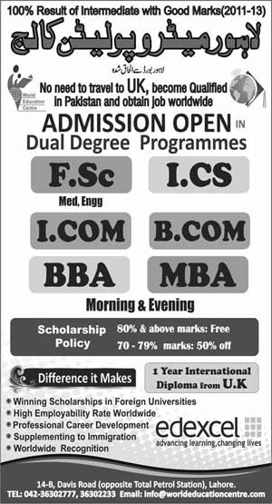 Lahore Metropolitan College Lahore Admissions 2023