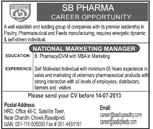 National Marketing Manager Job July 2013