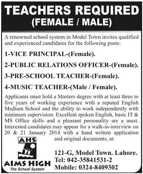 Teaching Jobs Male and Female