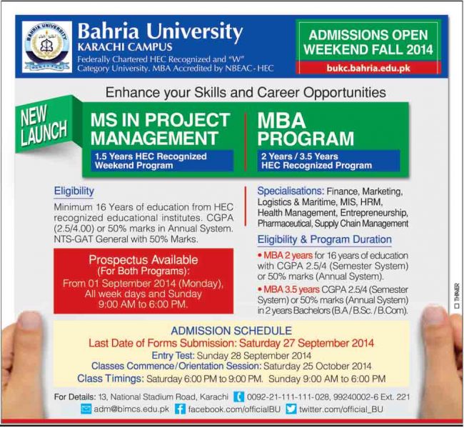 MBA Weekend Program in Karachi Bahria University