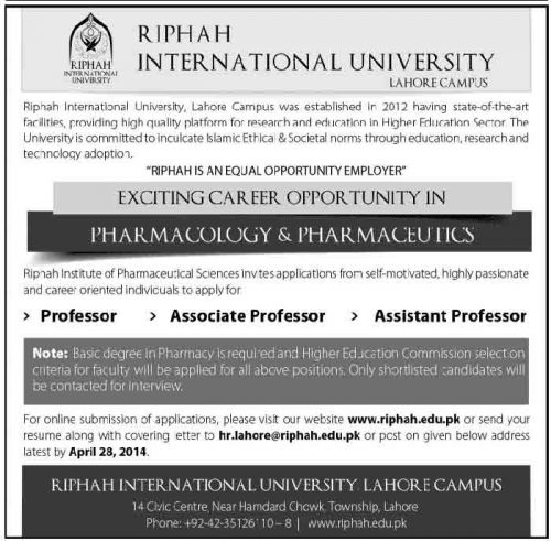 riphah-itnernational-university-jobs-april-2014