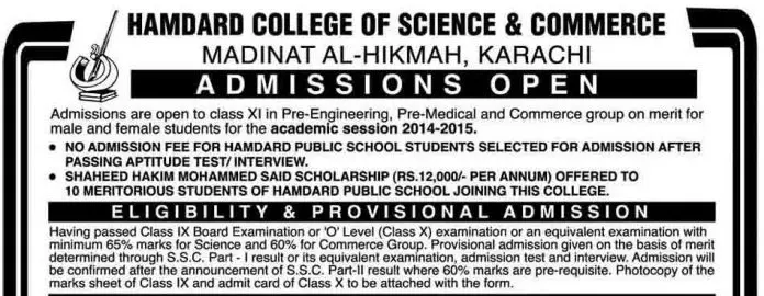 Hamdard-College-Karachi-Admissions