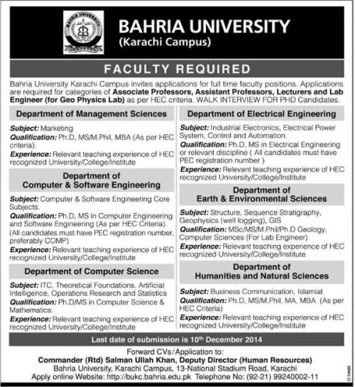 Jobs-in-Bahria-University-Karachi