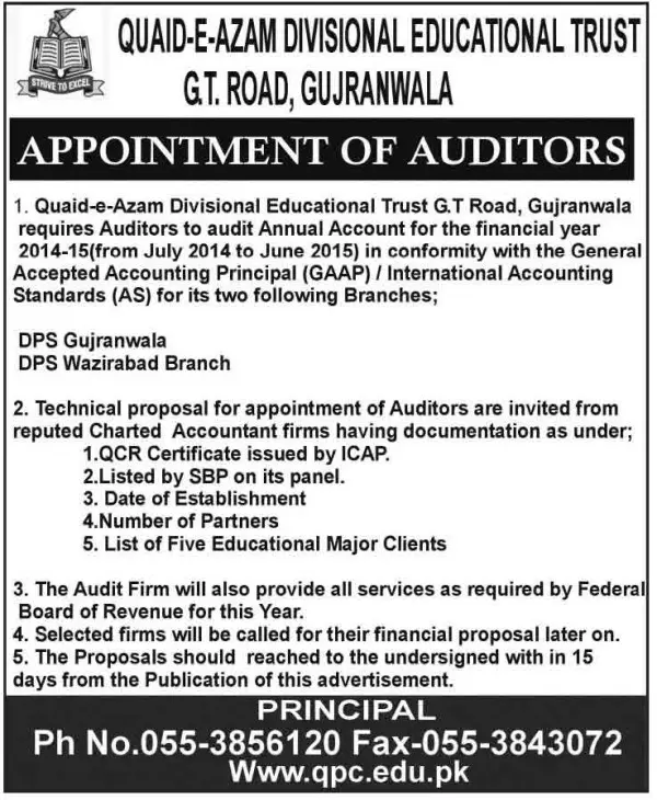 Quaid-E-Azam-College-Gujranwala-jobs