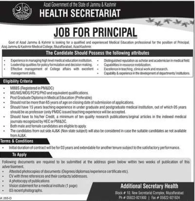 Principal Jobs in Medical College