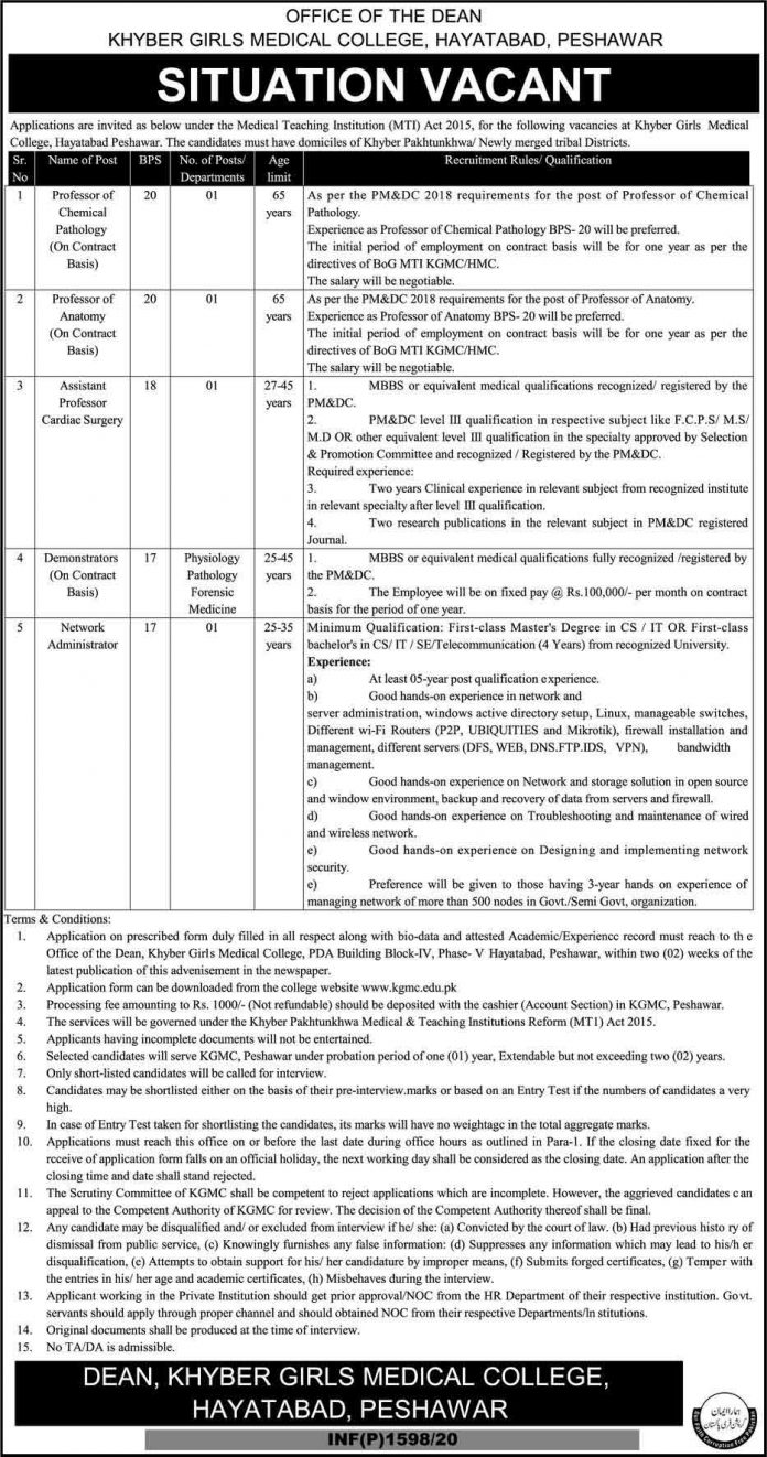 Khyber-Girls-Medical-College-Peshawar-Jobs-2020