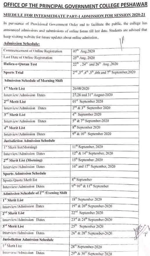 government-college-Peshawar-merit-list