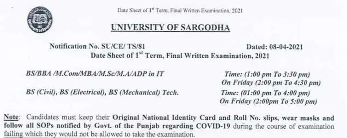 University-of-Sargodha-Date-Sheet-2021