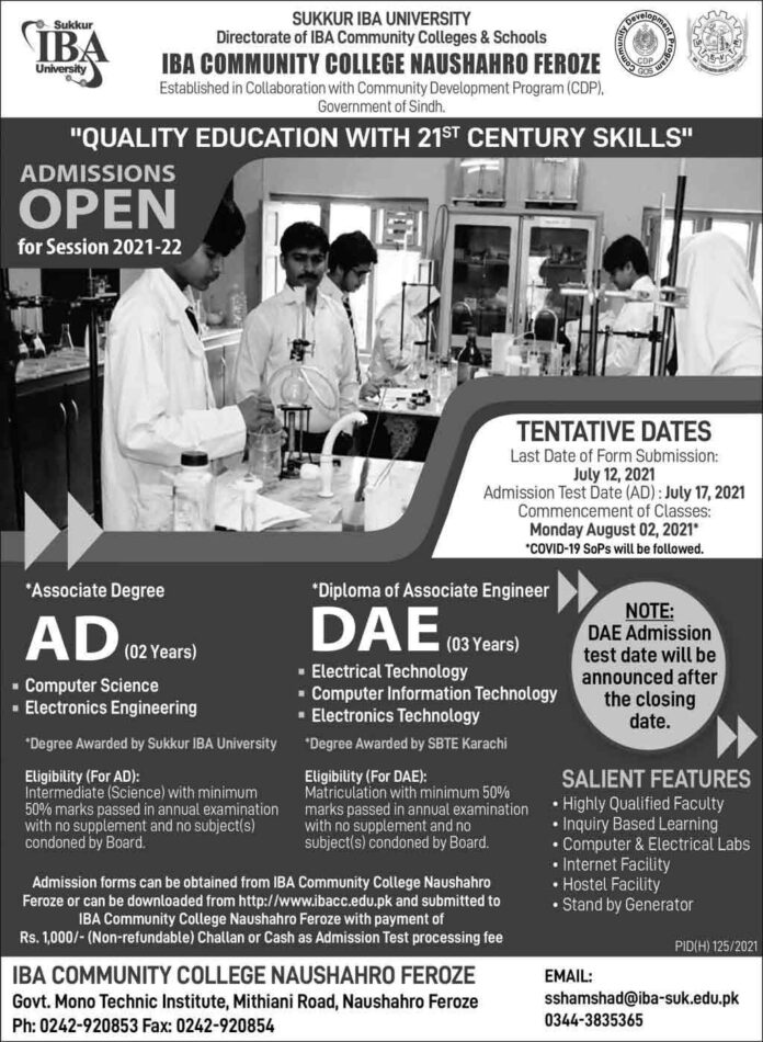 IBA-Community-College-Naushahro-Feroze-Admission-2021