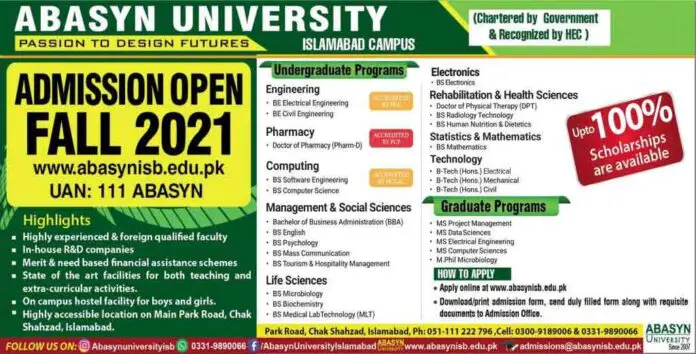 ABASYN-University-Islamabad-Admission-2021