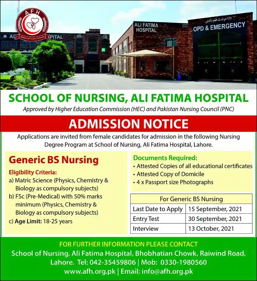 School of Nursing Ali Fatima hospital