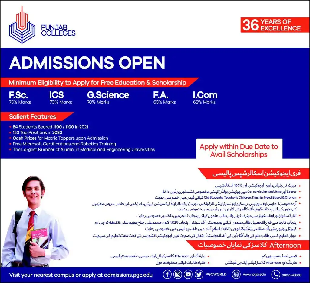 Punjab College Admission 2024 1st Year Fee Structure Merit List