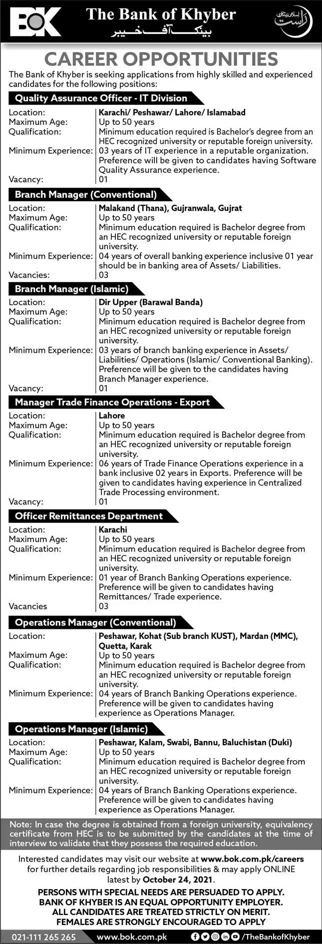 The Bank of Khyber Careers