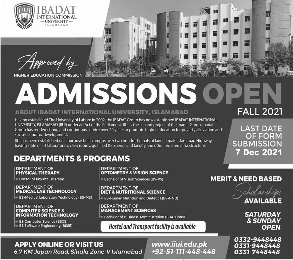 Ibadat International University Islamabad Admission 2023