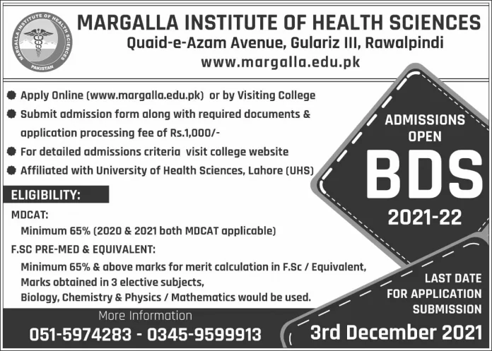 Margalla Institute of Health Sciences Admission 2022