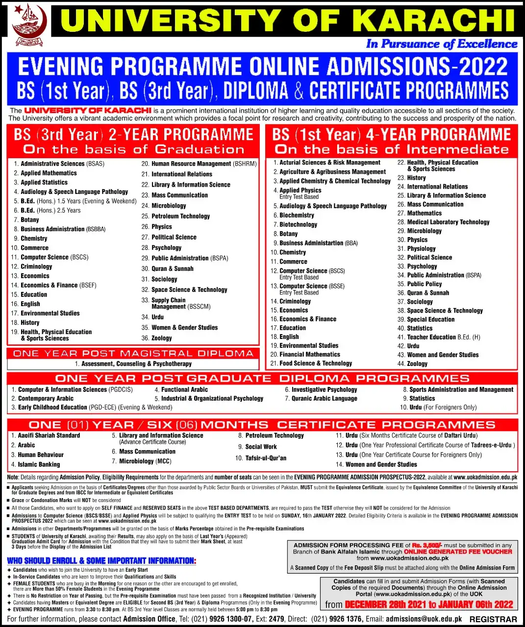 Karachi University Admission 2024