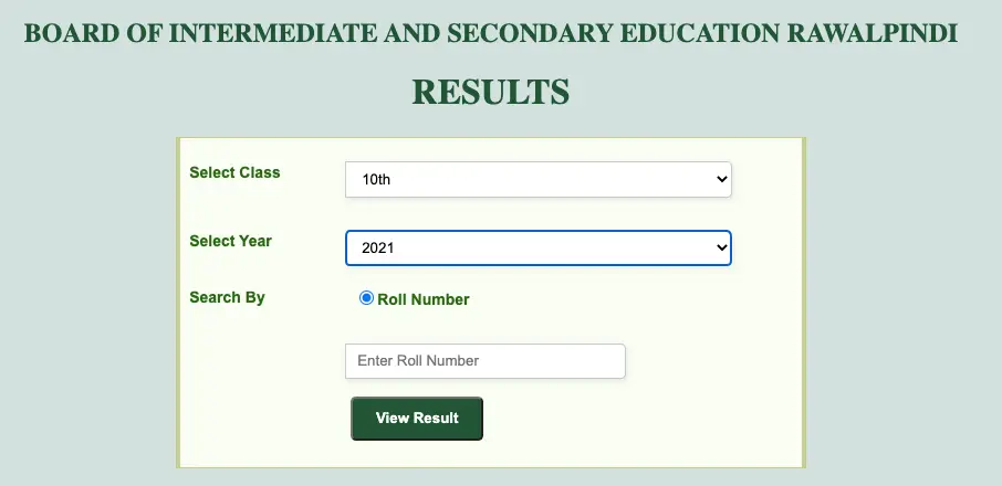 Bise Rawalpindi Board Matric Result 2024