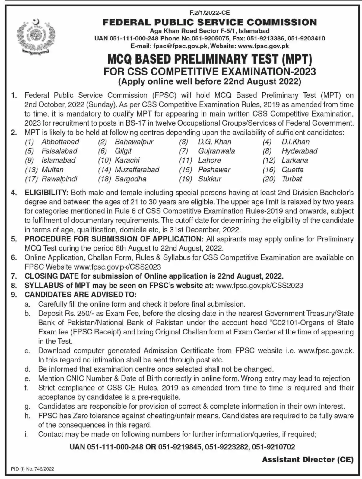 CSS Competitive Exam 2024