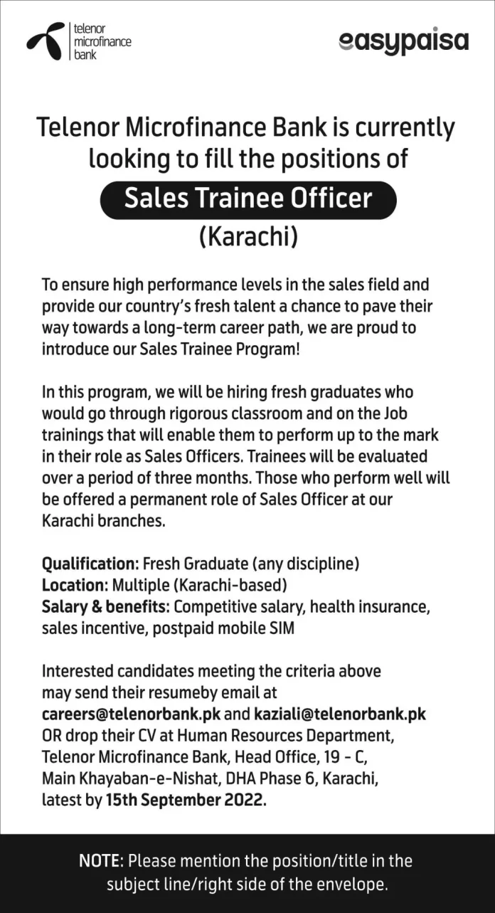 Sales Trainee Officer Jobs 2022 Telenor