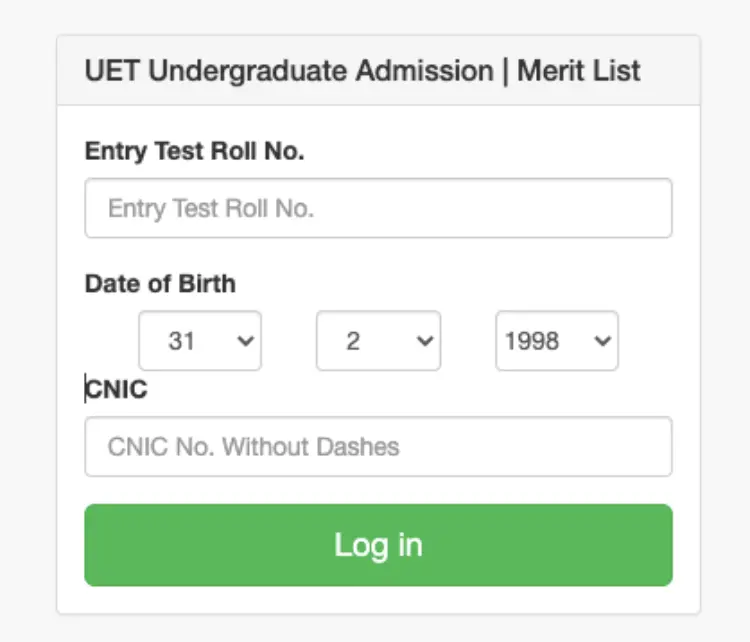 UET Lahore Merit list 2024