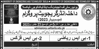 UET Taxila Entry Test 2023