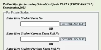 BISE Lahore Board 9th Class Roll Number Slip 2023