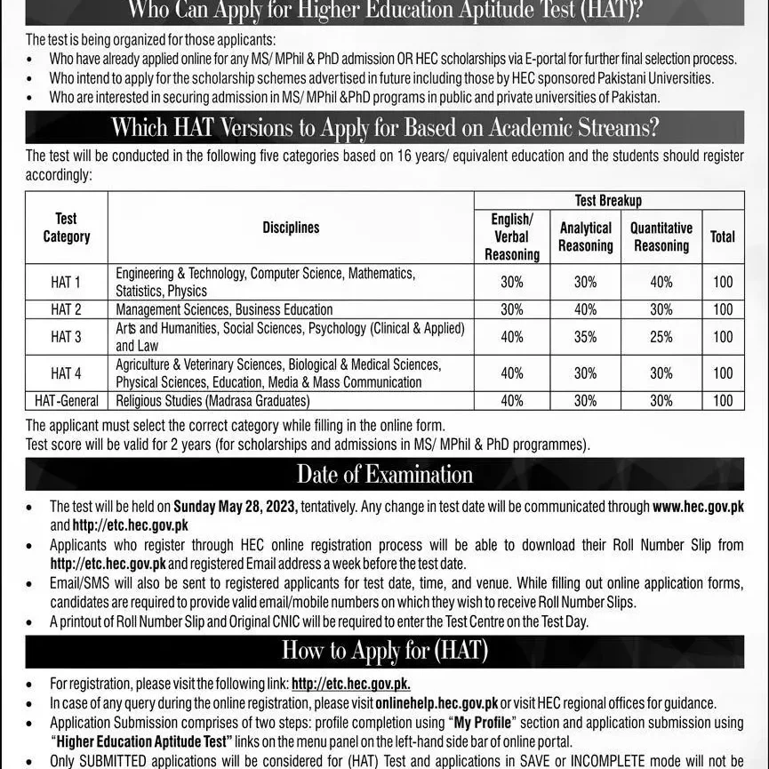 History Aptitude Test 2023 Date