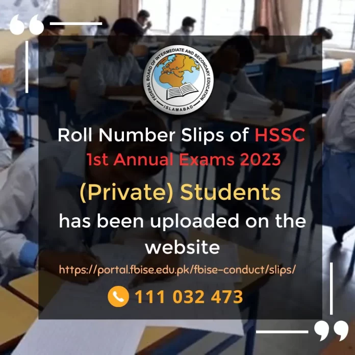 FBISE Roll Number Slip 2023 Download PDF HSSC