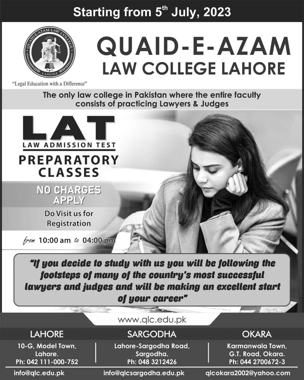 Quaid e Azam Law College Lahore Admission Fee Structure