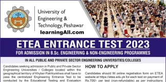 UET Peshawar Entry Test LearningAll.com