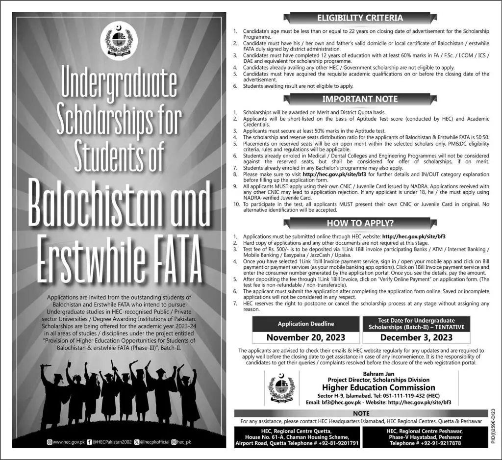 HEC Balochistan and Fata Scholarship 2024