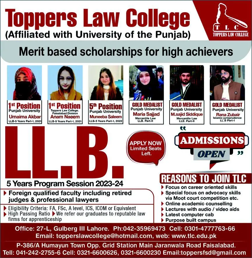 Toppers Law College Admission 2024