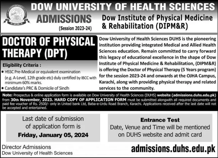 Dow University of Health Sciences Admission 2024