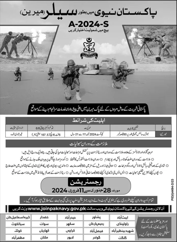 Join Pak Navy as Sailor A-2024