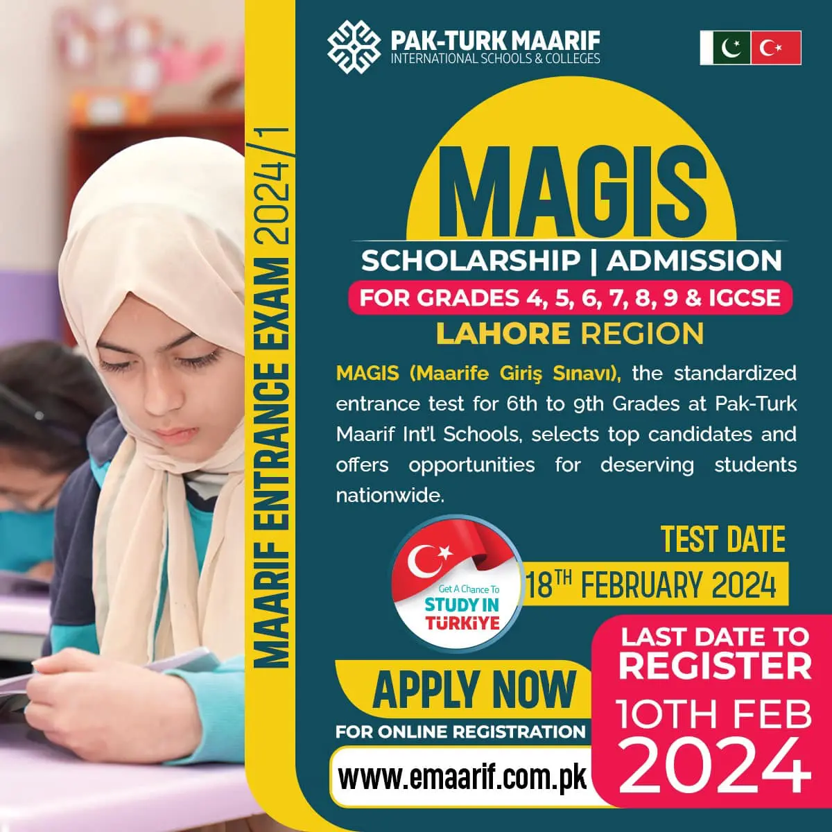 PAKTURK School Scholarships for 6th to 9th Class