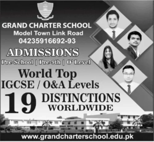Grand Charter School Lahore Admission 2024