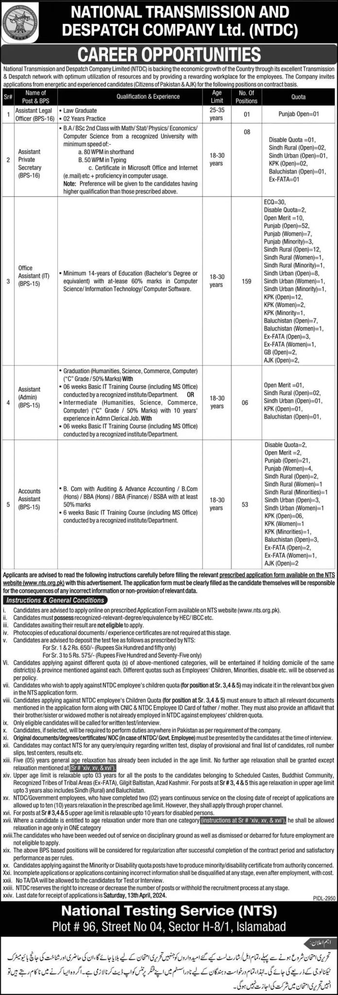 www.ntdc.com.pk Application Form Jobs 2024