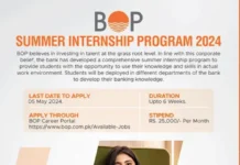 BOP Summer Internship Program 2024