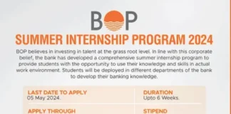 BOP Summer Internship Program 2024