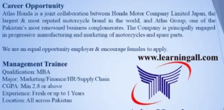 Atlas Honda Management Trainee Jobs 2024