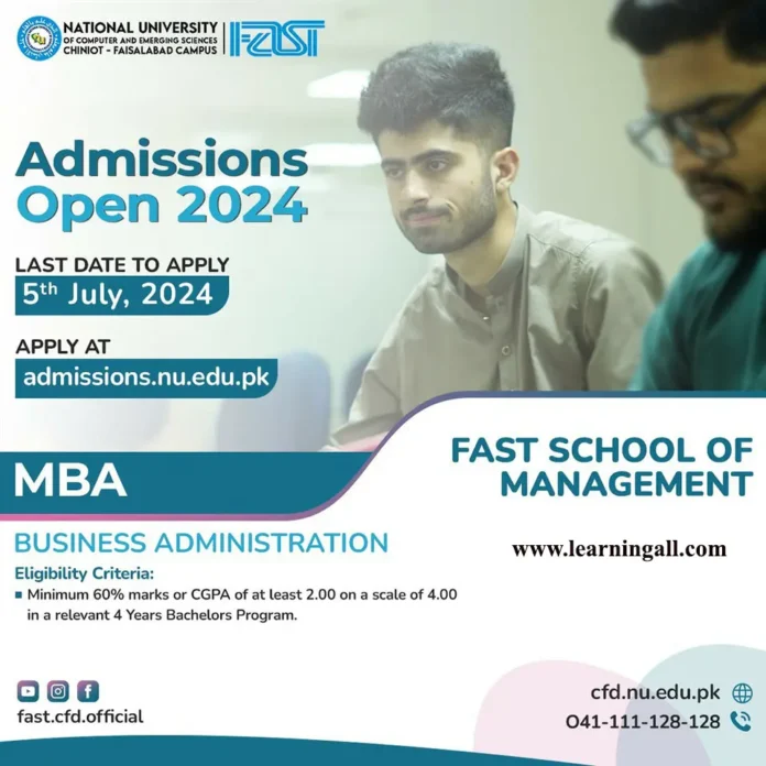 FAST NU MBA Admission 2024