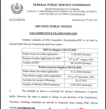 FPSC CSS Exam 2025