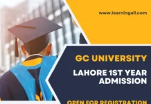 GCU Lahore 1st Year Admission 2024