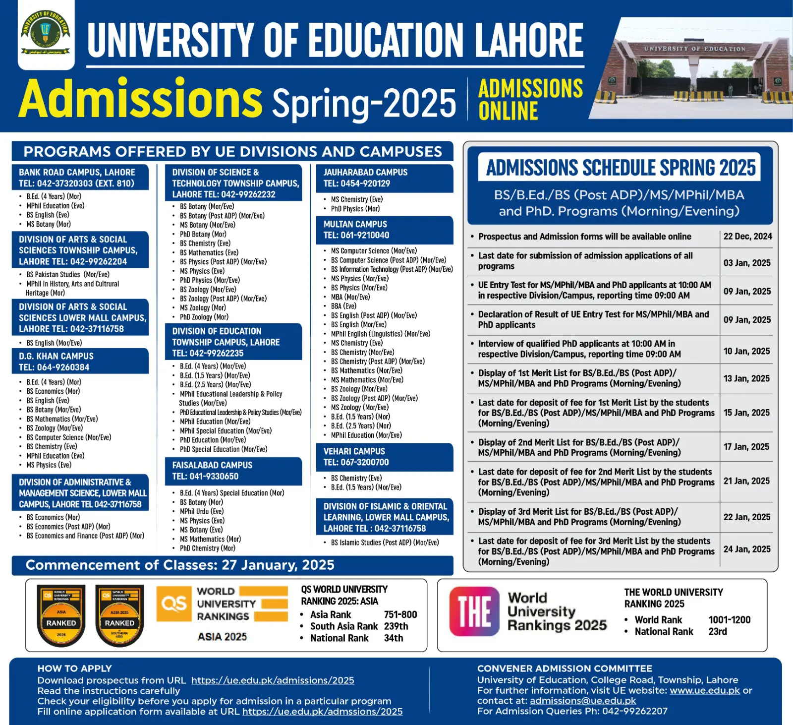 Education University Admission 2025