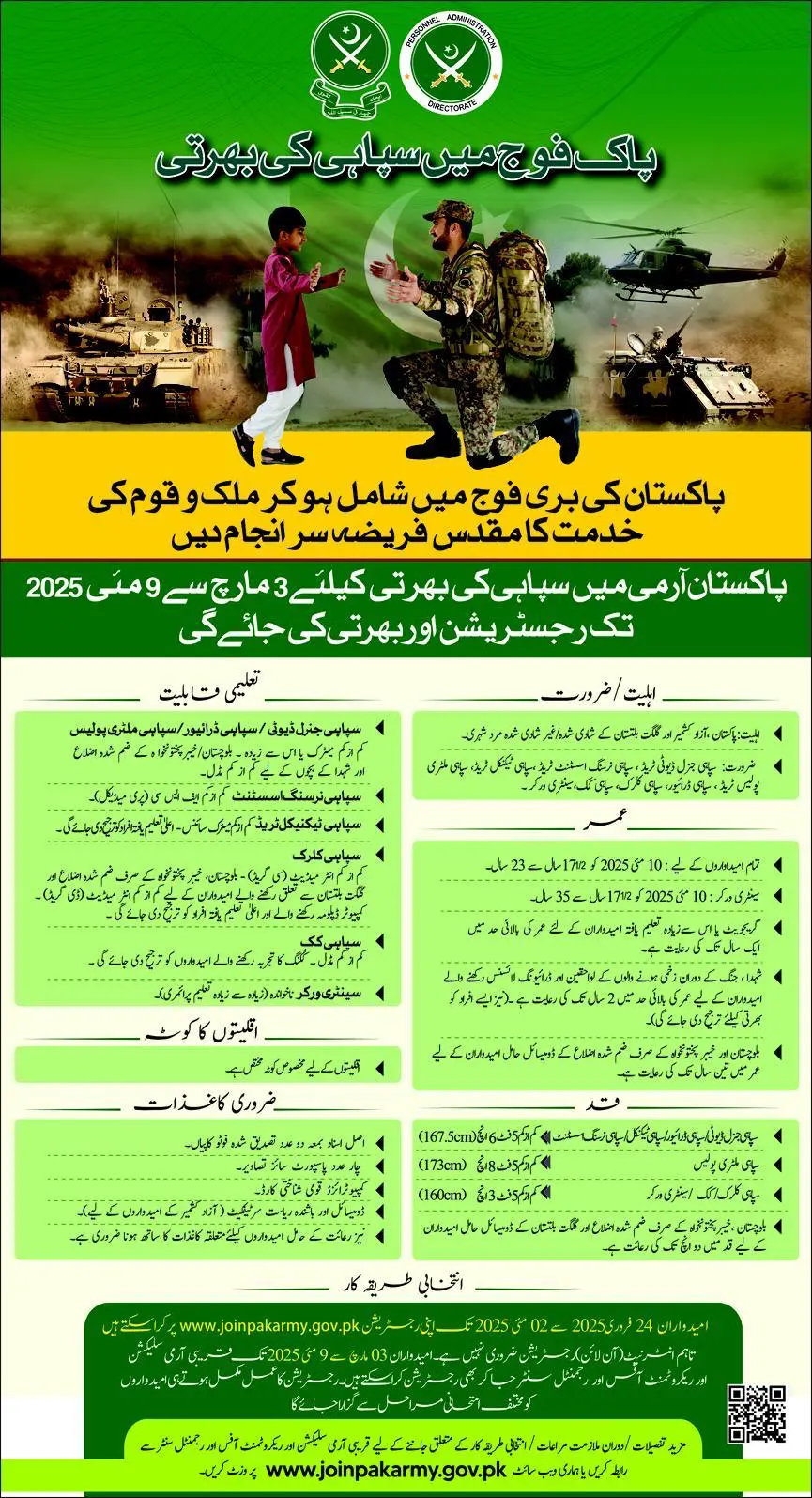 Join Pak Army after Matric 2025